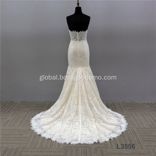 Ungrouped Latest Simple Lace Long Sleeve wedding dress mermaid bridal gown with Train Factory